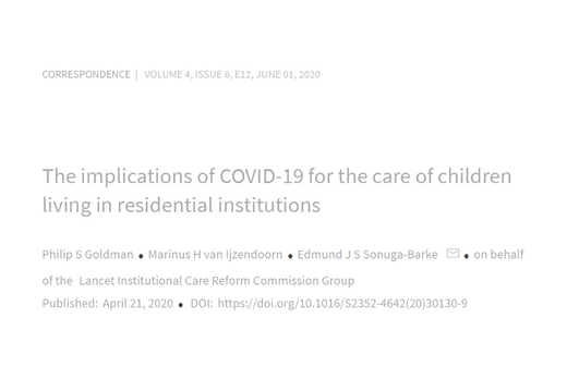 The implications of COVID-19 for the care of children living in residential institutions