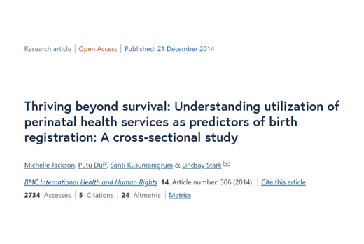 Thriving beyond survival: Understanding utilization of perinatal health services as predictors of birth registration: A cross-sectional study