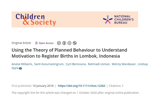 Using the Theory of Planned Behaviour to Understand Motivation to Register Births in Lombok, Indonesia